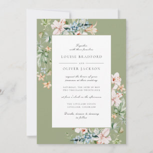 Invitación Boda Polvorienta Floral de Acuarela de Agua de Man