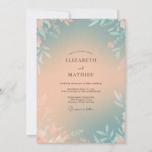 Invitación Boda Polvorienta Melocotón Verde Claro Hoja