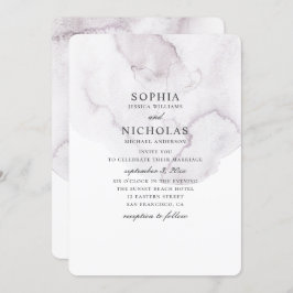 Invitación Boda polvoriento acuarela. Espliego elegante