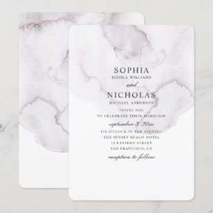 Invitación Boda polvoriento acuarela. Espliego elegante