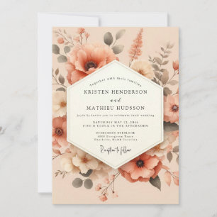 Invitación Boda Poppy Painterly de Melocotón