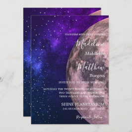 Invitación Boda Por La Noche Sky Moon Stars Purple Boda