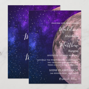 Invitación Boda Por La Noche Sky Moon Stars Purple Boda