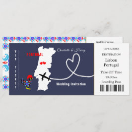 Invitación Boda Portugal del pase de embarque para entradas d