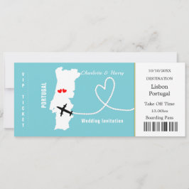 Invitación Boda Portugal del pase de embarque para entradas d