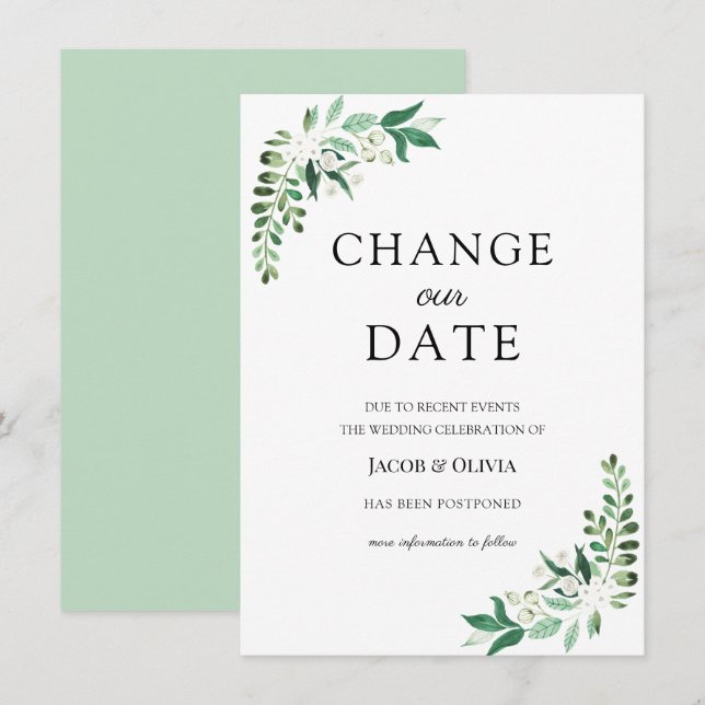 Invitación Boda pospuesta a la vegetación (Anverso / Reverso)