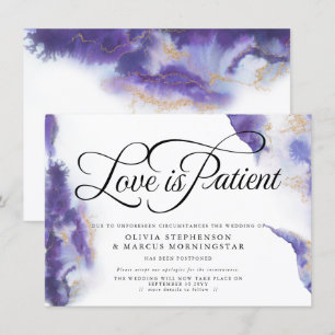Invitación Boda pospuesta Acuarela Ágata Púrpura