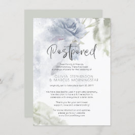 Invitación Boda pospuesta acuarela floral azul polvoriento