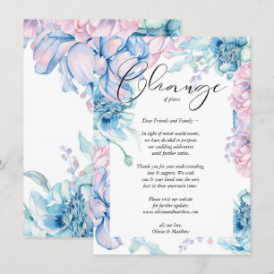 Invitación Boda pospuesta acuarela floral rosa y azul