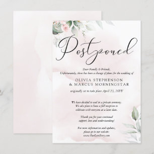 Invitación Boda pospuesta acuarela rosa pálido blush