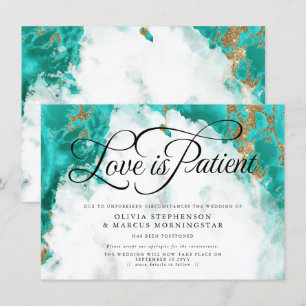 Invitación Boda pospuesta Acuarela Turquesa Geoda