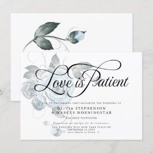 Invitación Boda pospuesta  Aquarela Floral Azul Polvoriento