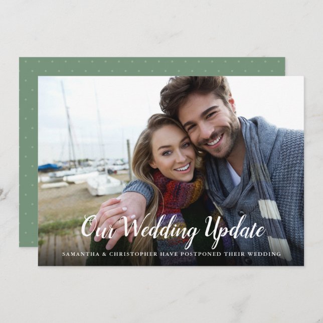 Invitación Boda pospuesta con caligrafía de foto (Anverso / Reverso)