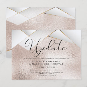 Invitación Boda pospuesta con facetas de perla en oro rosa mo