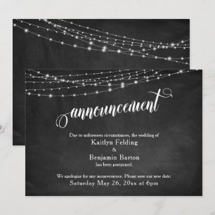 Invitación Boda pospuesta de calkboard y luces