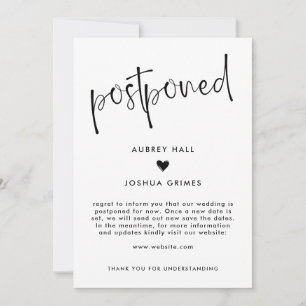 Invitación Boda pospuesta de corazón y letra