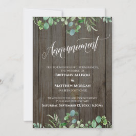 Invitación Boda pospuesta de madera y eucalipto