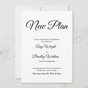 Invitación Boda pospuesta  elegante nuevo plan
