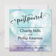 Invitación Boda pospuesta en la púrpura de Heart A