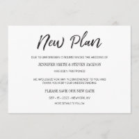 Boda pospuesta «Nuevo plan» con letra manuscrita
