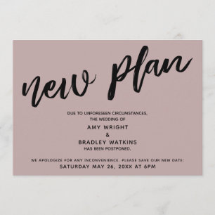 Invitación Boda pospuesta Nuevo plan Ligero Rosa polvoriento