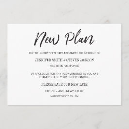Invitación Boda pospuesta "Nuevo plan" por escrito