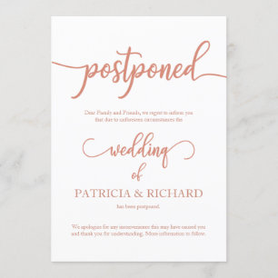 Invitación Boda pospuesta Rosa elegante oro