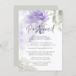 Invitación Boda pospuesto acuarela morado floral