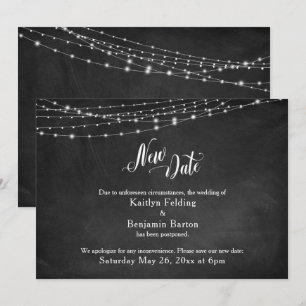 Invitación Boda pospuesto de Chalkboard & Lights "New Date"