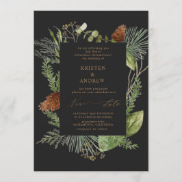Invitación boda pospuesto de la vegetación de invierno acuare