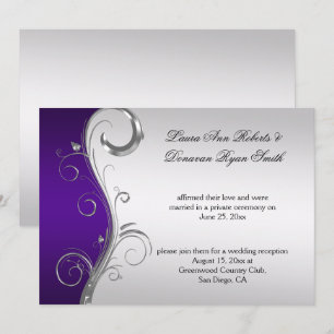 Invitación Boda Post Ornate Vintage Purple and Silver