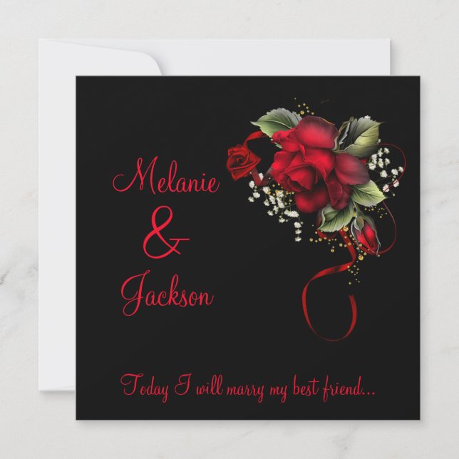 Invitación Boda post Roses rojas de sangre (Anverso)