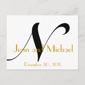 Invitación boda Postcard Art Deco Oro Negro
