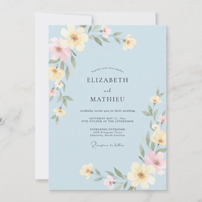 Invitación Boda Powder Butter Bloom (Anverso)