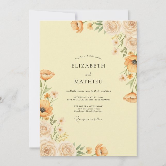 Invitación Boda Pradera Amapola Ámbar (Anverso)