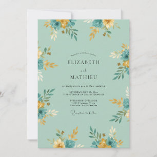 Invitación Boda Pradera Dorada Teal