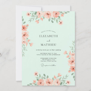 Invitación Boda Pradera Pastel Verde Menta
