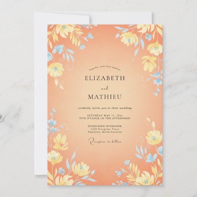 Invitación Boda Prado Flor de Melocotón (Anverso)