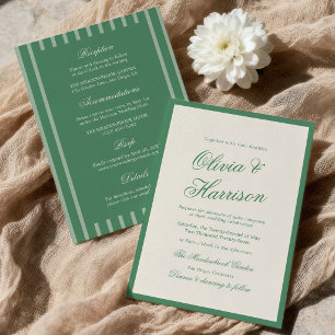 Invitación Boda Preppy Tennis Club Todo en Uno Verde