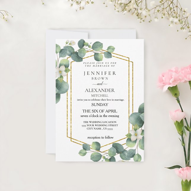 Invitación Boda presupuestal invita al eucalipto rústico (Affordable elegance: Rustic foliage wedding invites.)