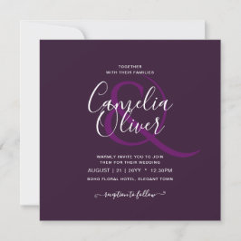 Invitación BODA PRESUPUESTARIO PLUM PURPLE Monocromo Simple