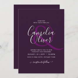 Invitación BODA PRESUPUESTARIO PLUM PURPLE Monocromo Simple