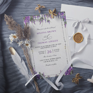 Invitación Boda Presupuesto Código QR Acuarela Púrpura Lavand