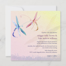 Invitación Boda Primaria de la Pareja de Dragonfly colorida