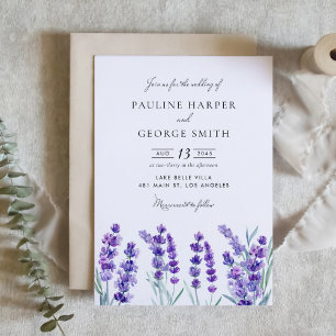 Invitación Boda Primaria de las Flores de Lavanda Acuarela