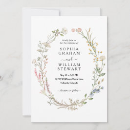 Invitación Boda Primaria Rustic Watercolor Wildflower