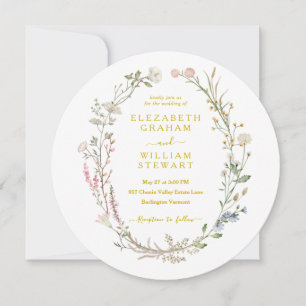 Invitación Boda Primaria Rustic Watercolor Wildflower