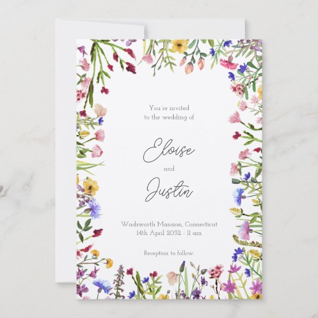 Invitación Boda Primavera de Flores Silvestres (Anverso)