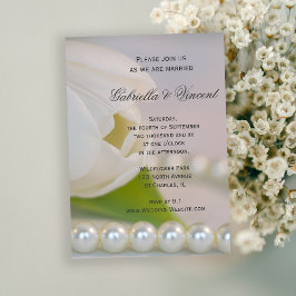 Invitación Boda Primavera de Tulipanes Blancos y Perlas