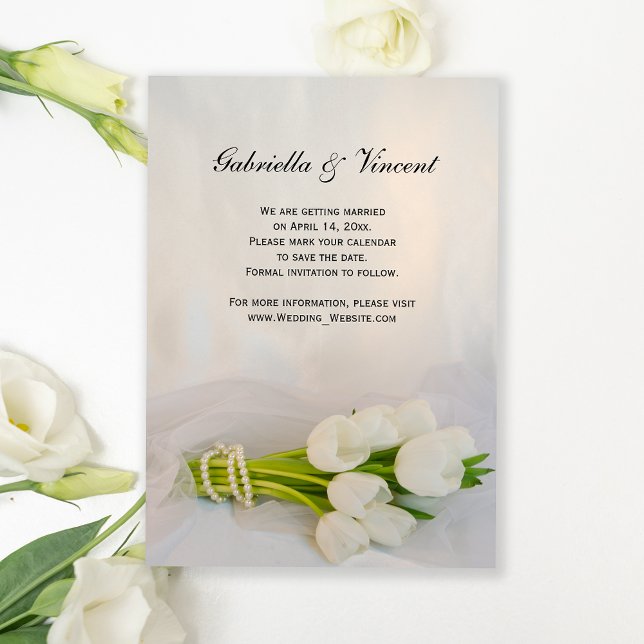 Invitación Boda Primavera de Tulipano Blanco Guardar la fecha (Subido por el creador)